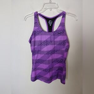 Large Nike Purple Dri Fit Racer Back w/Built in Bra Tank Top Polka Dot NWT